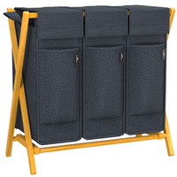 AdelDream Wäschekorb 2 Fächer,100 L Bambus laundry baskets X-förmige Bambusregale