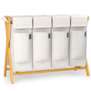 AdelDream Wäschekorb 4 Fächer,200 L Bambus laundry baskets X-förmige Bambusregale