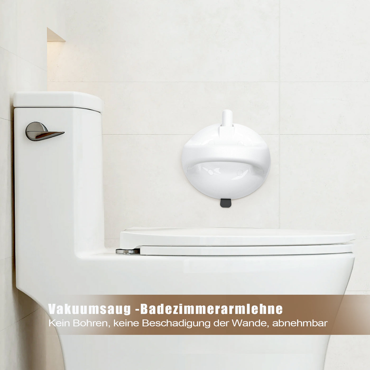 AdelDream Badezimmer-Saugnapfgriff, tragbarer Duschgriff, kein Bohren erforderlich, Handlauf für Behinderte