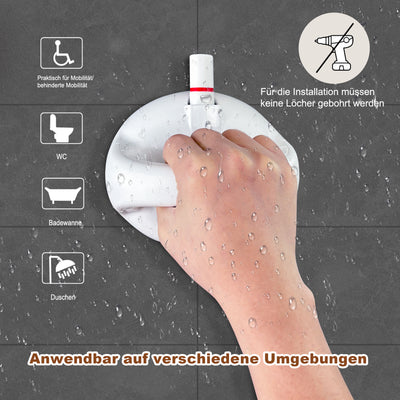 AdelDream Badezimmer-Saugnapfgriff, tragbarer Duschgriff, kein Bohren erforderlich, Handlauf für Behinderte