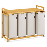 AdelDream Wäschekorb mit Bambusrahmen, 200 l, 4 Fächer