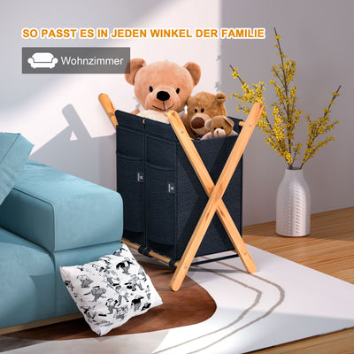 AdelDream Wäschekorb 2 Fächer,100 L Bambus laundry baskets X-förmige Bambusregale