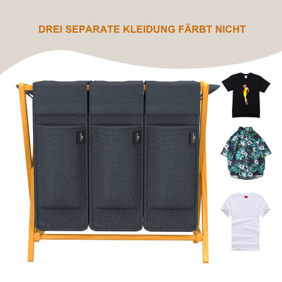 AdelDream Wäschekorb 2 Fächer,100 L Bambus laundry baskets X-förmige Bambusregale