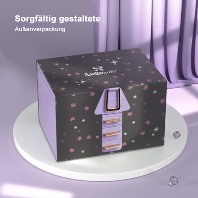 AdelDream Schmuckkästchen, Schmuckkasten mit 4 Ebenen Lila