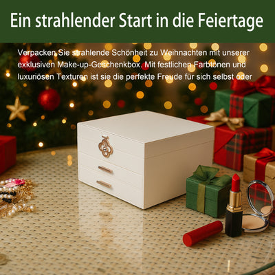 ADEL DREAM 3-stöckige Schmuckkästchen mit Kleeblatt-Knopf Schmuckaufbewahrung mit ausziehbarem Tablett Schmuck Organizer mit großem Spiegel,DIY verstellbare Fächer