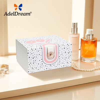 AdelDream Schmuckkästchen, Schmuckkasten mit 3 Ebenen, Schmuckbox mit Knöpfen, Schmuckaufbewahrung, viel Stauraum, modern, Geschenkbox-Verpackung für Ihre Liebsten
