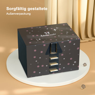 AdelDream Schmuckkästchen, Schmuckkasten mit 4 Ebenen Schwarz