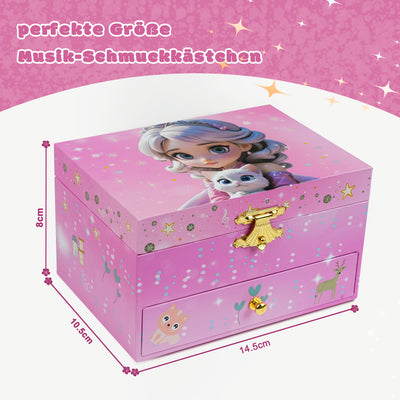 AdelDream Musik-Aufbewahrungsbox (ein Mädchen-Anhänger) Musikschmuckkästchen 2 Ausziehfächer Schmuck　Musik-Schmuckschatulle drehendes Mädchen Schmuckschatulle Geschenk für Mädchen