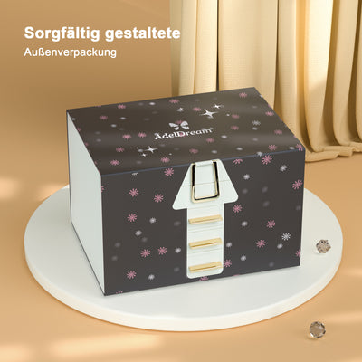 AdelDream Schmuckkästchen, Schmuckkasten mit 4 Ebenen cremefarben