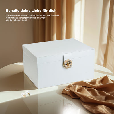 AdelDream Schmuckkästchen, Schmuckkasten mit 3 Ebenen, Schmuckbox mit Knöpfen, Schmuckaufbewahrung, viel Stauraum, modern, Geschenkbox-Verpackung für Ihre Liebsten