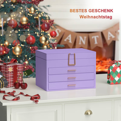 AdelDream Schmuckkästchen, Schmuckkasten mit 4 Ebenen Lila