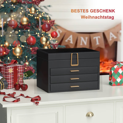 AdelDream Schmuckkästchen, Schmuckkasten mit 4 Ebenen Schwarz