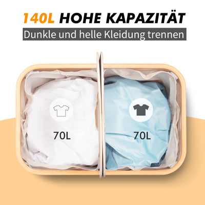 AdelDream 140L Wäschekorb mit 2 Fächern und Deckel