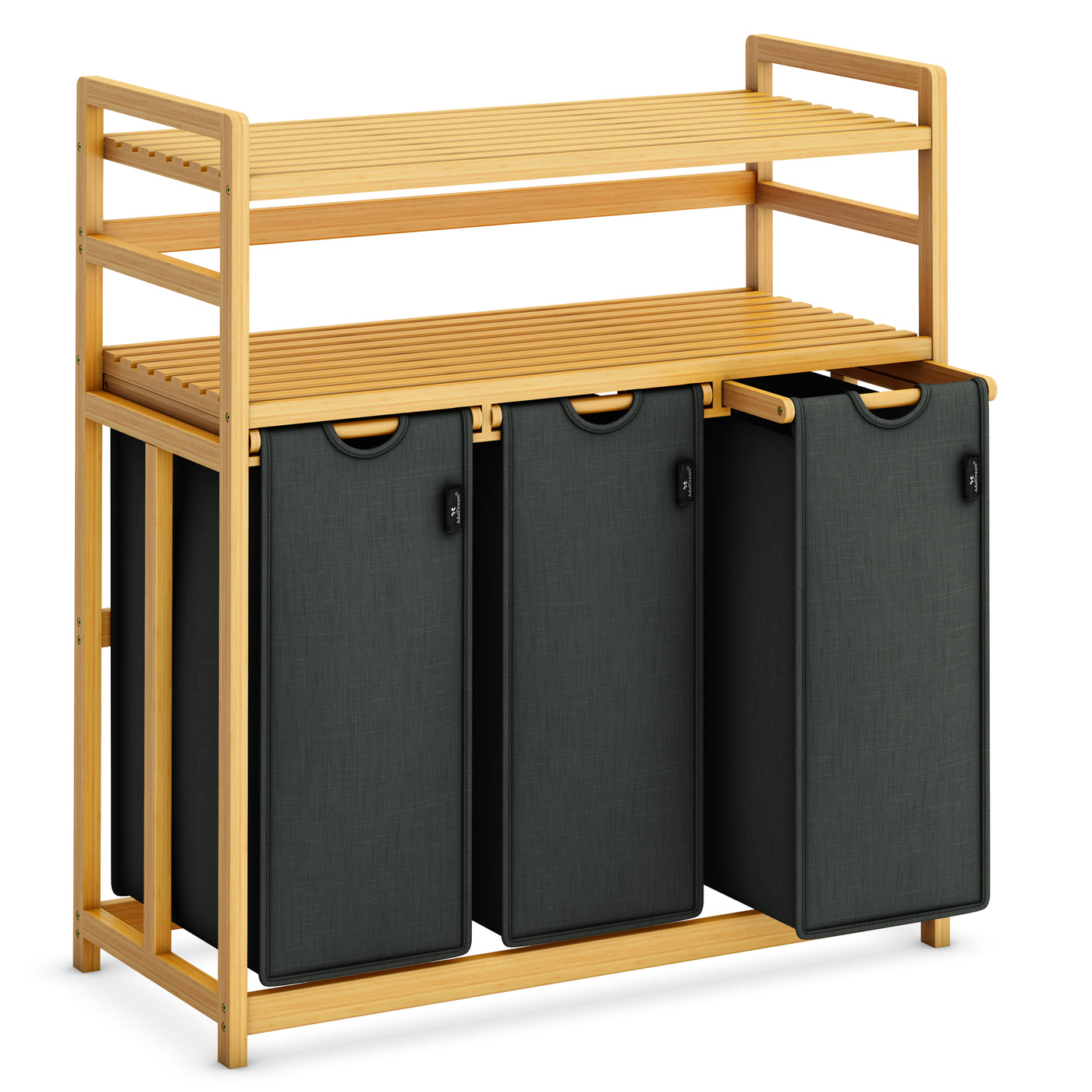 AdelDream Wäschekorb, 150 l, 3 Fächer,  2 Regale, ausziehbarer und abnehmbarer Wäschesack