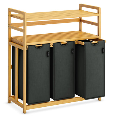 AdelDream Wäschekorb, 150 l, 3 Fächer,  2 Regale, ausziehbarer und abnehmbarer Wäschesack