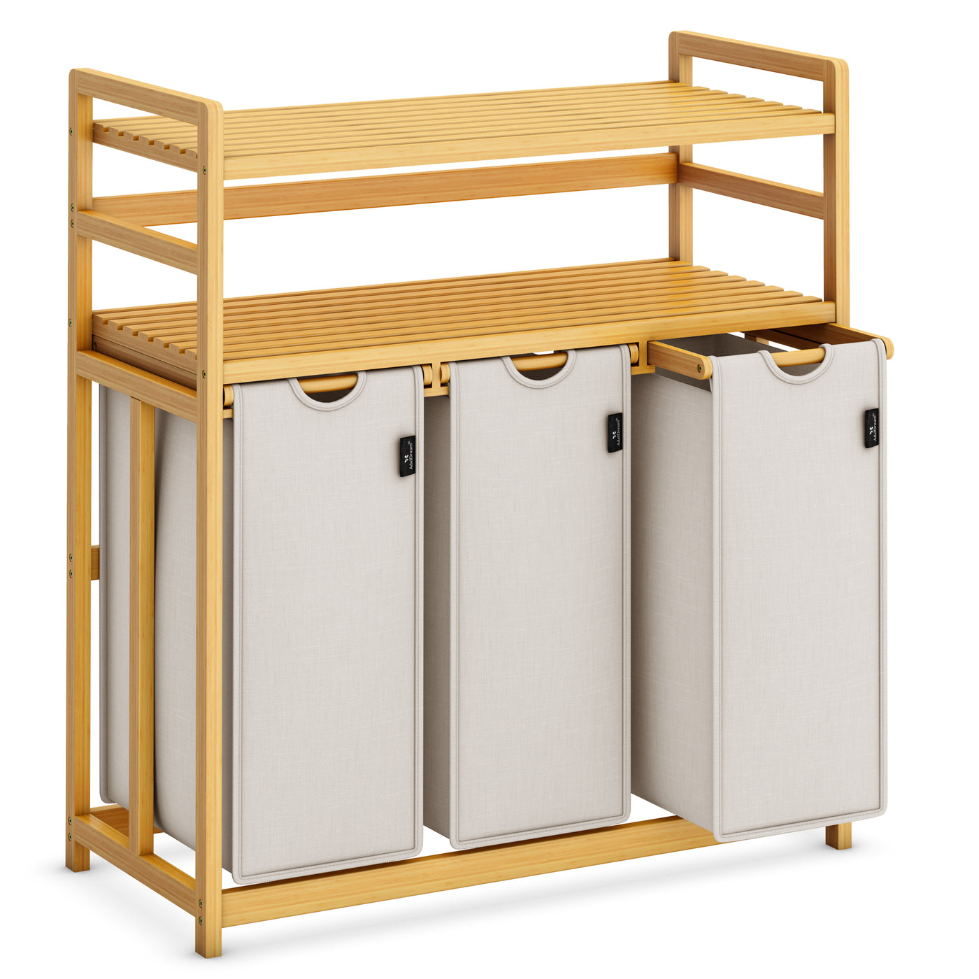 AdelDream Wäschekorb, 150 l, 3 Fächer,  2 Regale, ausziehbarer und abnehmbarer Wäschesack