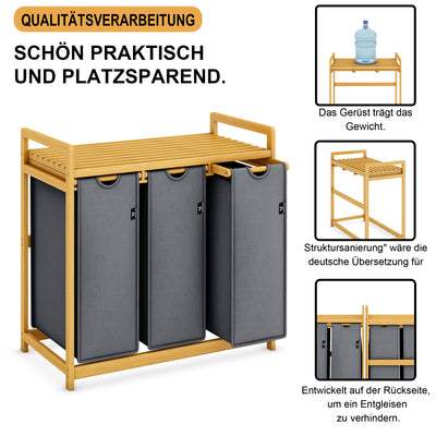AdelDream150L Wäschekorb, 3 abnehmbare Schichten, Korb ziehen