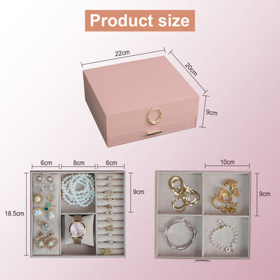 AdelDream 2-stöckig Schmuckkästchen Schmuckaufbewahrung mit ausziehbarem Tablett Schmuck Organizer mit großem Spiegel mit DIY-Struktur