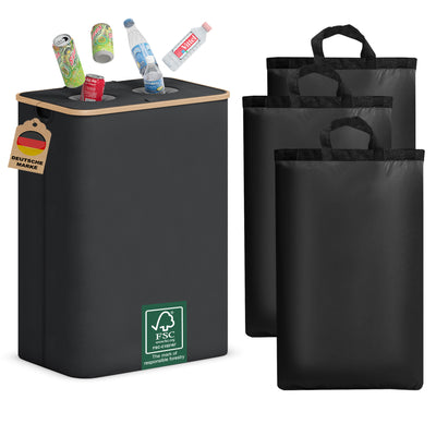 Adeldream 140L 2 Fächer Pfandflaschen Sammelbehälter Groß Pfandflaschen Aufbewahrung Behälter Leergut & Altglas Aufbewahrung Softgrip-Griffen Flaschensammler mit Loch Küche Abstellraum Schwarz