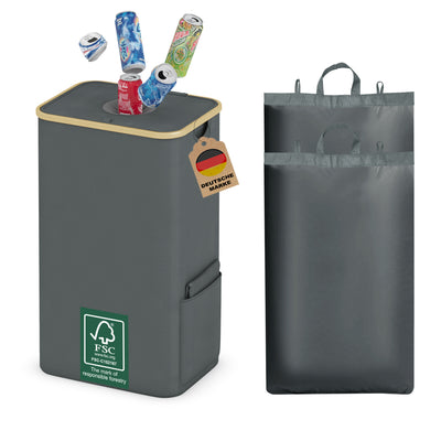 Adeldream 100L Pfandflaschen Sammelbehälter Groß Pfandflaschen Aufbewahrung Behälter Leergut & Altglas Aufbewahrung mit Softgrip-Griffen Flaschensammler mit Loch Küche Abstellraum Flaschentasche Grau