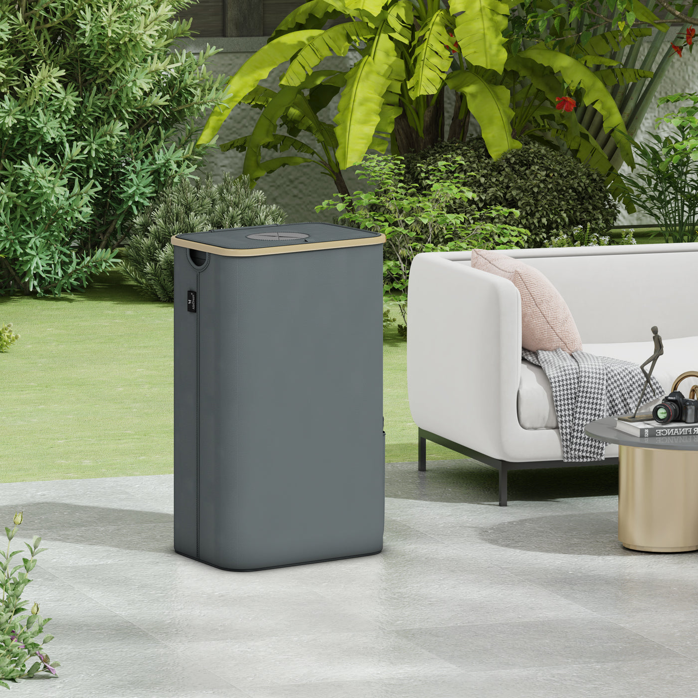 Adeldream 100L Pfandflaschen Sammelbehälter Groß Pfandflaschen Aufbewahrung Behälter Leergut & Altglas Aufbewahrung mit Softgrip-Griffen Flaschensammler mit Loch Küche Abstellraum Flaschentasche Grau