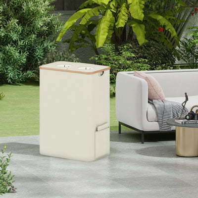 Adeldream 140L 2 Fächer Pfandflaschen Sammelbehälter Groß Pfandflaschen Aufbewahrung Behälter Leergut & Altglas Aufbewahrung Softgrip-Griffen Flaschensammler mit Loch Küche Abstellraum Beige