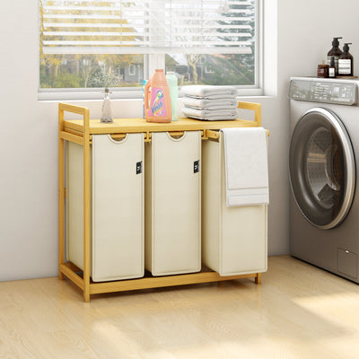 AdelDream 150L Wäschekorb, 3 abnehmbare Schichten, Korb ziehen