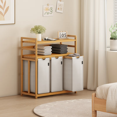 AdelDream Wäschekorb, 150 l, 3 Fächer,  2 Regale, ausziehbarer und abnehmbarer Wäschesack