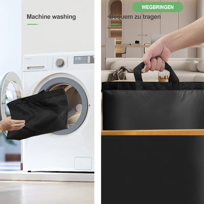 Adeldream 100L Pfandflaschen Sammelbehälter Groß Pfandflaschen Aufbewahrung Behälter Leergut & Altglas Aufbewahrung mit Softgrip-Griffen Flaschensammler Loch Küche Abstellraum Flaschentasche Schwarz