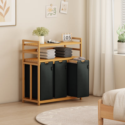 AdelDream Wäschekorb, 150 l, 3 Fächer,  2 Regale, ausziehbarer und abnehmbarer Wäschesack