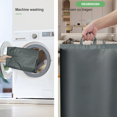 Adeldream 100L Pfandflaschen Sammelbehälter Groß Pfandflaschen Aufbewahrung Behälter Leergut & Altglas Aufbewahrung mit Softgrip-Griffen Flaschensammler mit Loch Küche Abstellraum Flaschentasche Grau