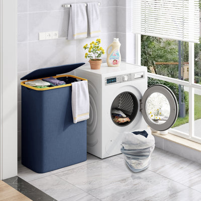 AdelDream 160L Wäschekorb mit 3 Fächern und Deckel