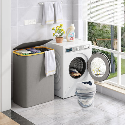 AdelDream 160L Wäschekorb mit 3 Fächern und Deckel