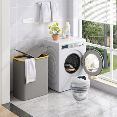 AdelDream 140L Wäschekorb mit 2 Fächern und Deckel