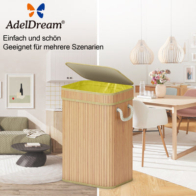 AdelDream Mülleimer Bambus-Müllsackhalter Der praktische Müllsackhalter für gelbe Tüten eignet Sich hervorragend für gelbe Müllbeutel Der stabile Mülleimer Quadratische Holzfarbe 74L