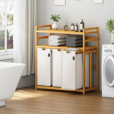 AdelDream Wäschekorb, 150 l, 3 Fächer,  2 Regale, ausziehbarer und abnehmbarer Wäschesack