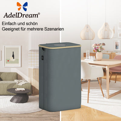 Adeldream 100L Pfandflaschen Sammelbehälter Groß Pfandflaschen Aufbewahrung Behälter Leergut & Altglas Aufbewahrung mit Softgrip-Griffen Flaschensammler mit Loch Küche Abstellraum Flaschentasche Grau