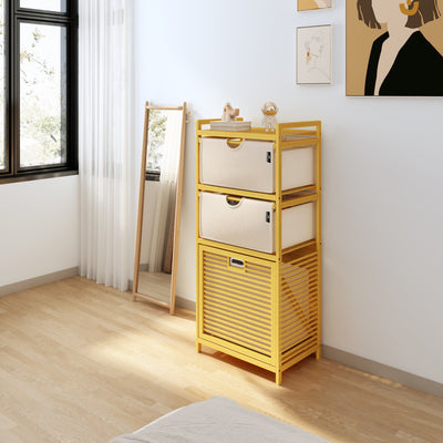 AdelDream Wäschekorb,Bambus,Wäschekörbe 3 Fächer