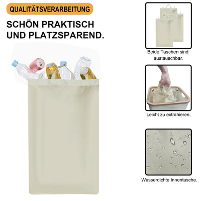 Adeldream 140L 2 Fächer Pfandflaschen Sammelbehälter Groß Pfandflaschen Aufbewahrung Behälter Leergut & Altglas Aufbewahrung Softgrip-Griffen Flaschensammler mit Loch Küche Abstellraum Beige