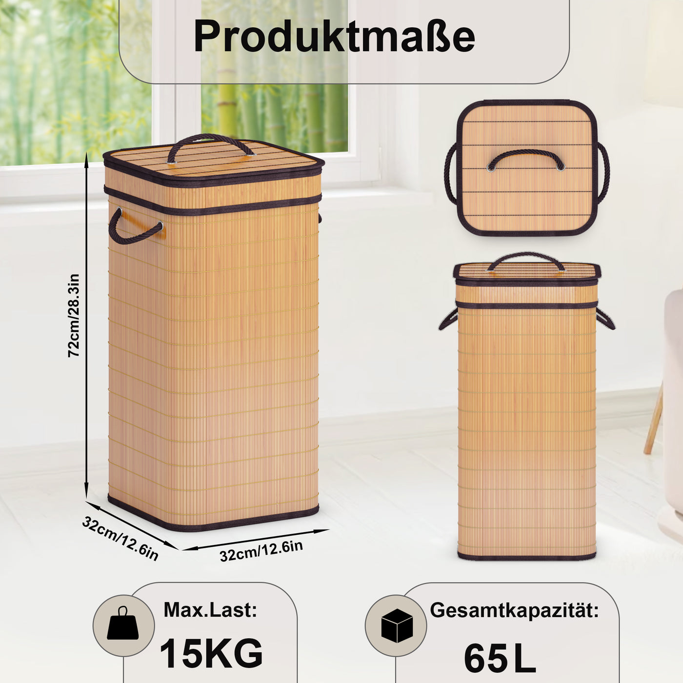 AdelDream Gelbe Sack Müllständer Sack Ständer,geruchsneutraler Mülleimer aus Holz für gelbe Säcke geruchsdichte Mülltonne ideal als gelber Sack Müllsackständer Mülleimer gelber Sack 80L Quadrat