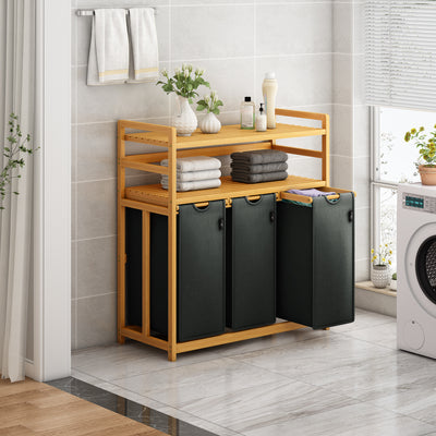 AdelDream Wäschekorb, 150 l, 3 Fächer,  2 Regale, ausziehbarer und abnehmbarer Wäschesack