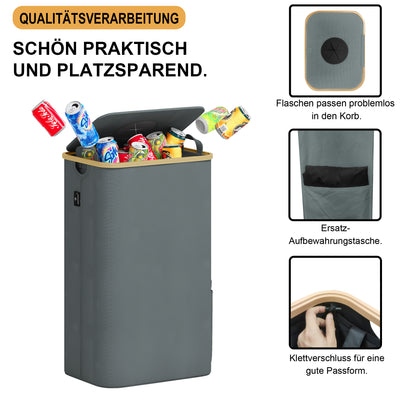 Adeldream 100L Pfandflaschen Sammelbehälter Groß Pfandflaschen Aufbewahrung Behälter Leergut & Altglas Aufbewahrung mit Softgrip-Griffen Flaschensammler mit Loch Küche Abstellraum Flaschentasche Grau