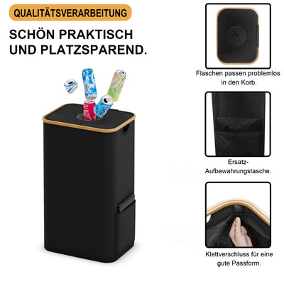 Adeldream 100L Pfandflaschen Sammelbehälter Groß Pfandflaschen Aufbewahrung Behälter Leergut & Altglas Aufbewahrung mit Softgrip-Griffen Flaschensammler Loch Küche Abstellraum Flaschentasche Schwarz