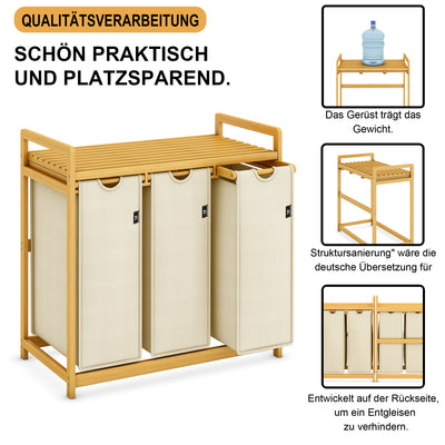 AdelDream 150L Wäschekorb, 3 abnehmbare Schichten, Korb ziehen