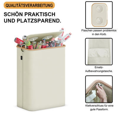 Adeldream 140L 2 Fächer Pfandflaschen Sammelbehälter Groß Pfandflaschen Aufbewahrung Behälter Leergut & Altglas Aufbewahrung Softgrip-Griffen Flaschensammler mit Loch Küche Abstellraum Beige