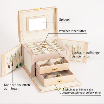 Adeldream 3-stöckige Schmuckschatullen für Frauen und Mädchen